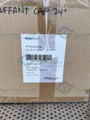 USED BOX OF 1000 - FISHER BRAND 19-170-901 WHITE 24" POLYPROPYLENE BOUFFANT CAP