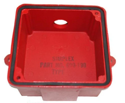 Simplex Grinnell 2975-9009 690-190 Red Weatherproof Back Box, 1/2" Pipe Tap, WB [New]