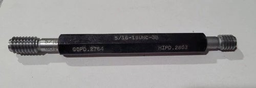 5/16-18 UNC-3B Thread Plug Gage GO & NO GO P.D. .2764 & HIPD .2803