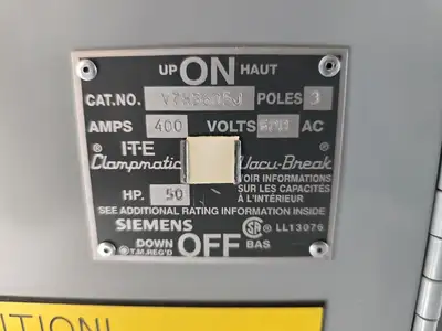 1600 Amp 480 volt Main Disconnect w/ 5 Breakers