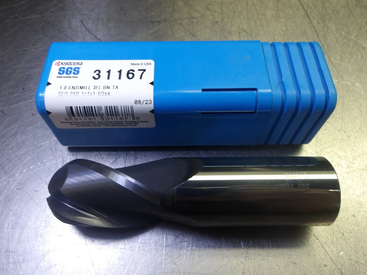 Kyocera/SGS 1" 3 Flute Carbide Ballnose Endmill 1" Shank 31167 (LOC3586)