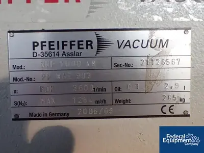USED Pfeiffer Vacuum Pfeiffer Vacuum System, Model WU850, 55 CFM