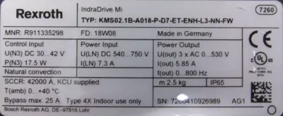 NEW REXROTH KMS02.1B-A018-P-D7-ET-ENH-L3-NN-FW INDRADRIVE R911335298