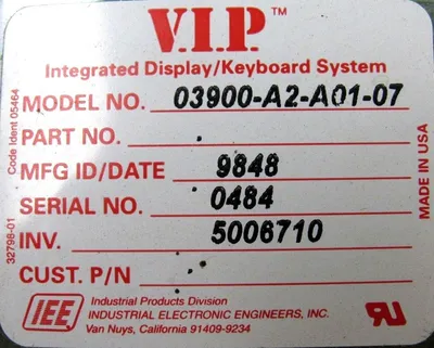 NEW IEE 03900-A2-A01-07 INTEGRATED DISPLAY KEYBOARD AW31685-01X1 03900A2A0107