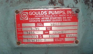 USED GOULDS PUMPS 3196
