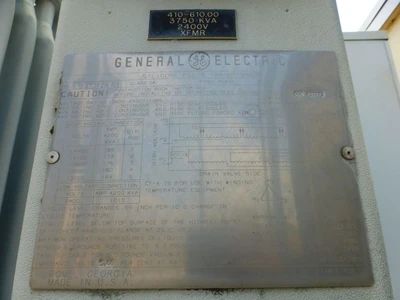 3750 KVA GE Silicone Transformer, 13.8KV Pri, 2400Y/1385V Sec