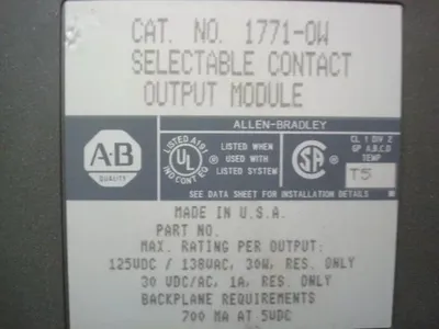 Allen Bradley 1771-OW PLC-5 Selectable Contact Output Module Used