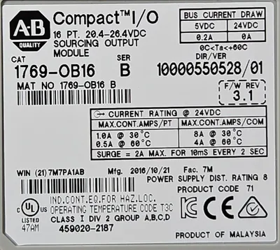 Used Allen-Bradley 1769-OB16 PLC Input & Output | Palmetto Automation #1151818