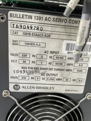 Allen Bradley 1391B-ESAA22-AQB Series D AC Servo Controller 8 KW 210V 3 PH