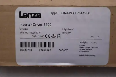 NEW LENZE E84AVHCE7514VB0 INVERTER DRIVE 8400 HIGHLINE C SERIES STOCK 5197
