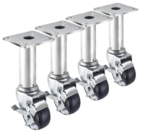 Krowne 28-117S 3" Adjustable Height Plate Caster w/ 220 lb Capacity - 8 1/2" to 10 1/2", for Pitco Fryers