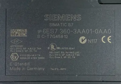 Used Siemens 6ES7 360-3AA01-0AA0 PLC Processors California US | Heavy Wall Consulting #1310628