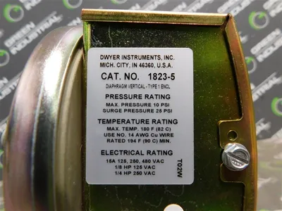 Dwyer Instruments Inc. 1823-5 Pressure Switch 10 PSI Max. 25PSI Surge Used