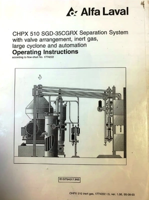Alfa-Laval CHPX 510 SGD-35CGRX clarifier, 316SS.