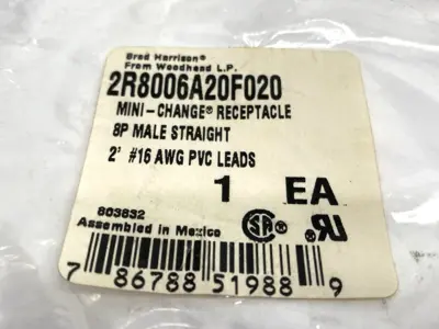New | in-Stock Woodhead Mini-Change Receptacle 8P Male Straight 2' Disconnects Michigan US | Maverick Industrial Sales #1402240