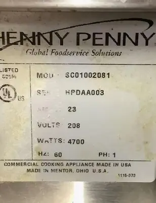 USED HENNY PENNY SCO-100