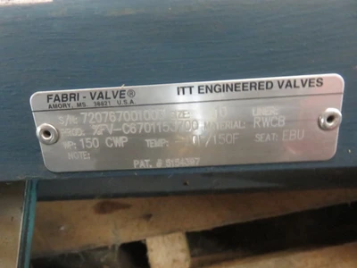 10" 150# Fabri-Valve Knife Gate Valve Air Operated , Unused Condition