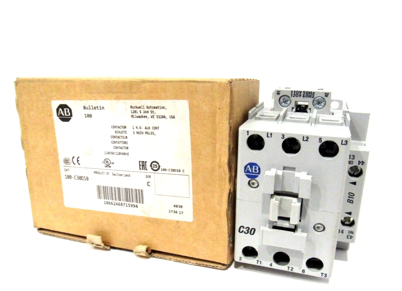 ALLEN BRADLEY 100-C30D10 CONTACTOR SER.C 100C30D10 NEW SURPLUS