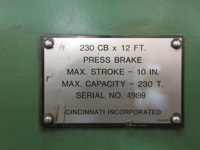 Used CINCINNATI 230CB Press Brakes Tennessee US | Pearl Equipment #1556225