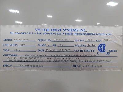 Used Yaskawa G544600CB Variable Speed Drives Ohio US | Equipment Recovery Corp. #1330404