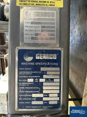 USED Gemco 30 Cu Ft Gemco Double Cone Blender with Bar and Stands