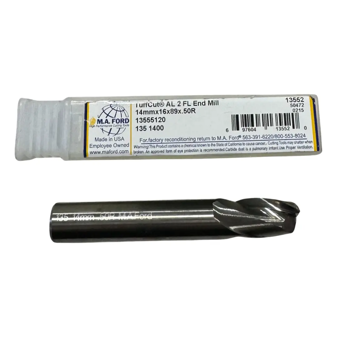M.A. Ford 14mm Carbide End Mill 2 Flute TuffCut USA Made 13552