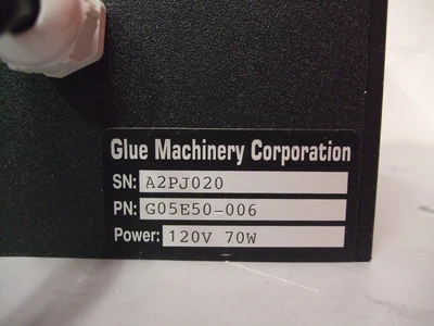 USED GLUE MACHINERY CORP. G05E50-006