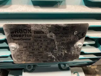 Used 2010 BROOK CROMPTON TA2M0022 Motors (misc) Ohio US | HGR 24 #1471633