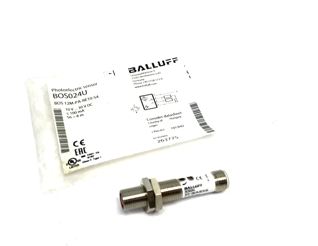 New | in-Stock BALLUFF THROUGH-BEAM PHOTOELECTRIC SENSOR CYLINDRICAL Photoelectric Sensors | Maverick Industrial Sales #1100325