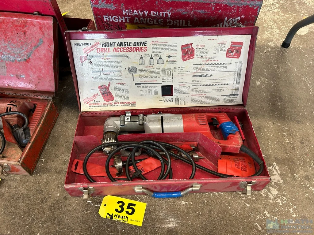 Used _UNKNOWN_ MILWAUKEE 1/2" RIGHT ANGLE DRILL W/ CASE Portable Drills including Magnetic Base Illinois US | Heath Industrial Auction Services #1379499