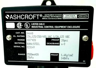 NEW ASHCROFT B464B PRESSURE SWITCH
