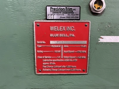 3.5" Welex 24:1 Extruder Model 350 RHNV,75Hp