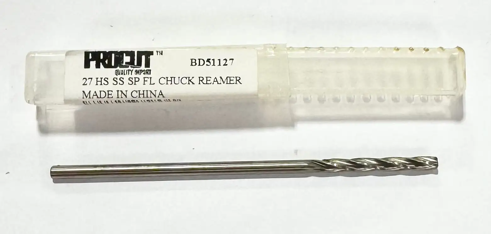 ProCut #27 HSS Spiral Flute Chucking Reamer Straight Shank