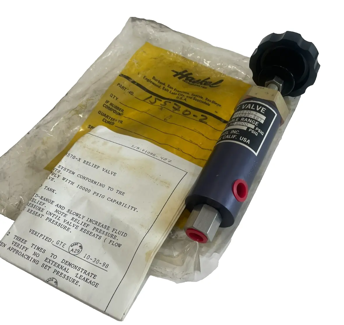NEW HASKEL 15570-2 RELIEF VALVE 155702
