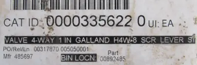 NEW GALLAND H4W-8 VALVE 4-WAY LEVER 1" H4W8