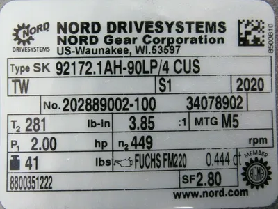 NEW NORD SK92172.1AH-90LP/4CUS GEARBOX REDUCER SK90LP/4CUSTW SK921721AH90LP4CUS