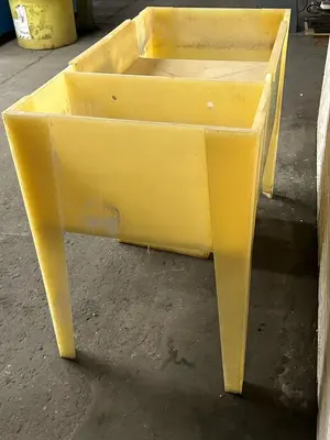 Polypropylene Custom Chemical Tank / Treatment Station on Legs with Drain and Catch Tank