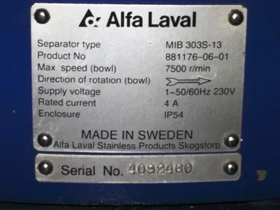 Alfa-Laval EMMIE MIB 303S-13 oil purifier module.