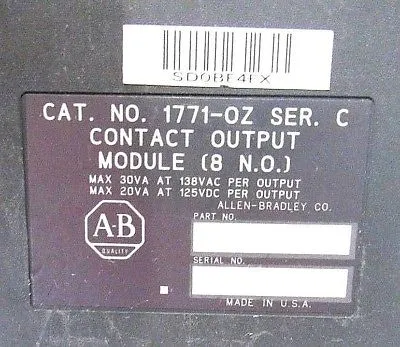 USED ALLEN BRADLEY 1771-OZ OUTPUT MODULE SER.C 1771OZ