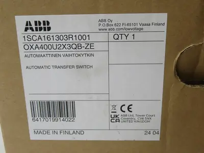 New | in-Stock ABB OXA400U2X3QB-ZE Switchgears Texas US | Aucto #1308488