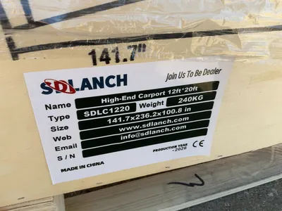 New SDLANCH 12’x20’ Carport with Enclosed Sidewalls, Cream Color, 141.7” wide x 236.2” deep x 100.8”...