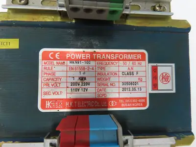 HKT EN61558-2-4 Transformer Primary 200-220V 1Ph Secondary 110V 12V - 1KVA