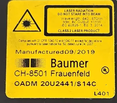 Baumer CH-8501 Electric Distance Ssensor OADM 20U2441/S 14C (BIN3.4.5)