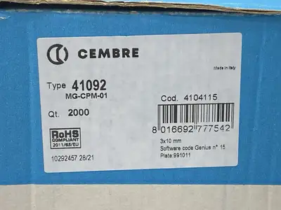 41092 | Cembre  Terminal Marker Tag MG-CPM-01 QTY OF 2000 - New Other