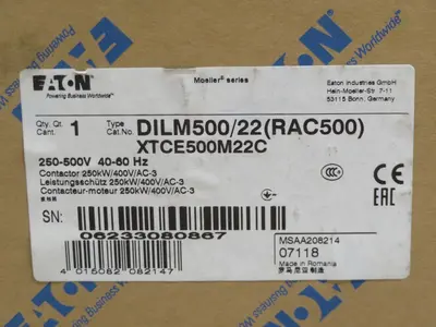 New | in-Stock EATON DILM500/22(RAC500 XTCE500M22C Relays & Switches Texas US | Aucto #1308487