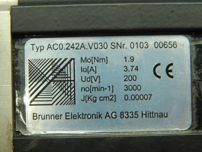 Used BRUNNER _UNKNOWN_ Servo Motors | OCO Industrial #1622160
