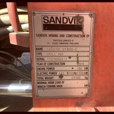 USED 2011 SANDVIK DT820-C