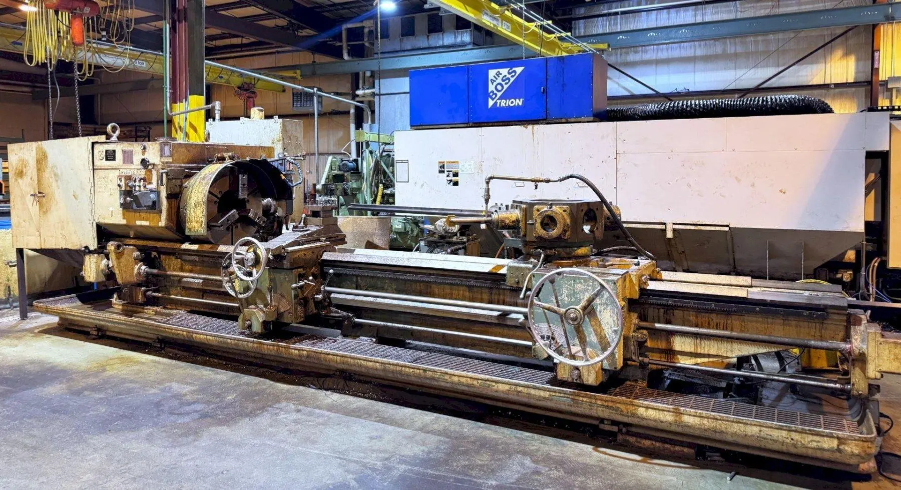12.5" HOLLOW SPINDLE WARNER & SWASEY MODEL 4A (M-3580) SQUARE HEAD & 12' EXTENDED BED TURRET LATHE: YOBRO #24423