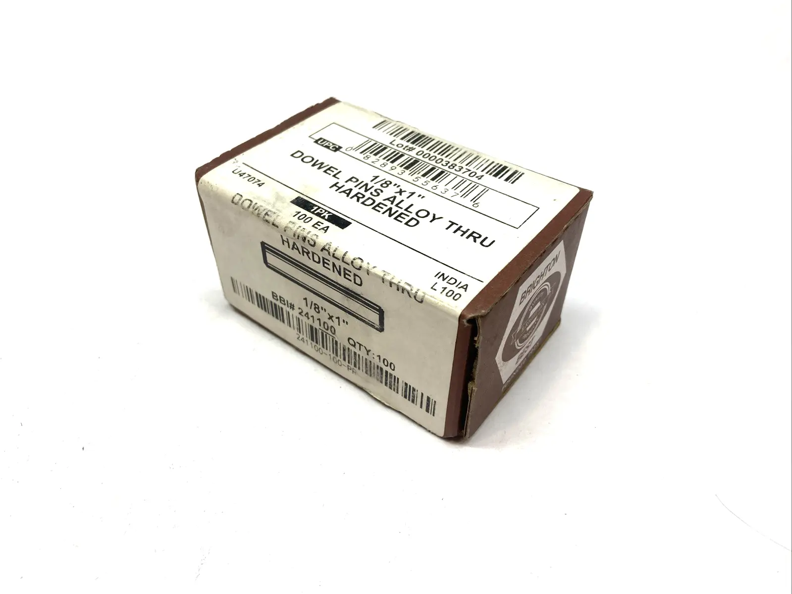 USED BRIGHTON DOWEL PIN 1/8"X1" ALLOY BOX OF 86
