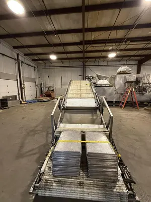 FOOD PROCESS AUTOMATION 50IN WIDE BELT INCLINE CONVEYOR WITH LOMA METAL DETECTOR